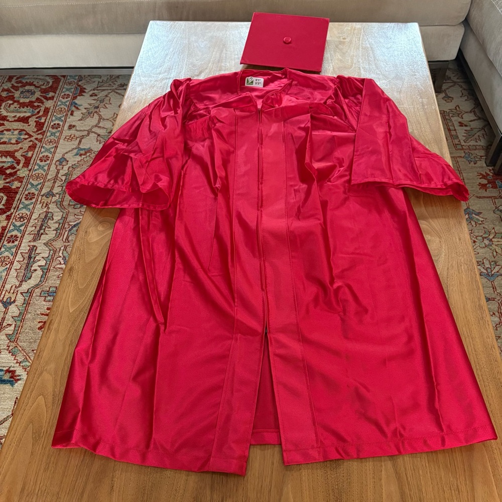Red Graduation Cap & Gown